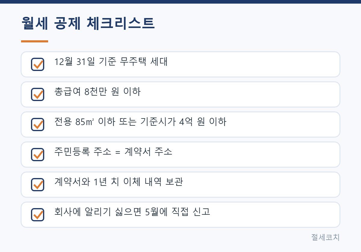 월세 세액공제 체크리스트